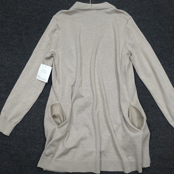 NWT 89th + Madison Cardigan Open Front Pointelle Women L Terrain Heather - Picture 7 of 8